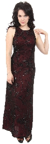 Main image of Floral Black Beaded Silk Formal Dress