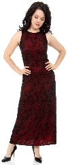 Main image of A-Line Long Cocktail Dress with Floral Beaded Pattern