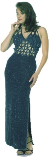 Main image of V-Neck All Beaded Full Length Dress
