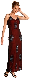 Main image of Full Length Floral Beadwork Formal Dress
