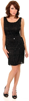 Main image of Broad Strapped Beaded Cocktail Dress W/ Sequin Stitch Drops
