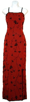 Full Length Formal Cocktail Dress  in Red/Black