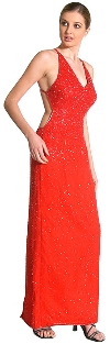 Backless  Beaded Formal Dress in Red