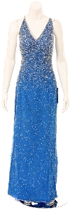Backless  Beaded Formal Dress in Teal/Silver