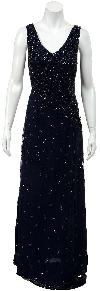 Main image of V-neck Sleeveless Full Length Beaded Formal Dress.