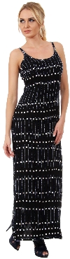 Main image of Geometric Beaded Pattern U-Neck Long Formal Dress