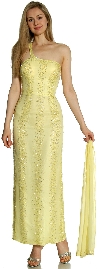 Single Shouldered Silk Chiffon Prom Dress in Yellow