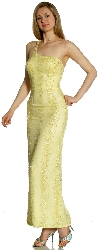 Single Shouldered Silk Chiffon Prom Dress in Yellow