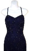 Spaghetti Strap Beaded Formal Dress in close up
