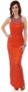 Main image of Sleeveless Formal Evening Dress with Exquisite Mesh design
