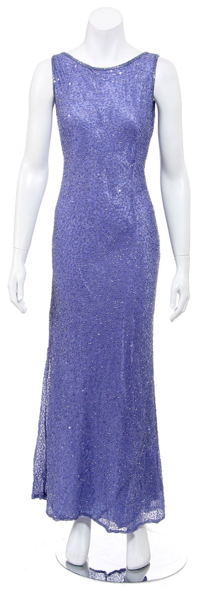 Pull over Hand Beaded Long Formal Dress with Open Back