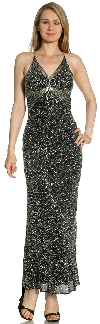 Main image of V-Neck Fully Beaded Crossed Back Cocktail Dress