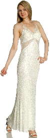 V-Neck Fully Beaded Crossed Back Cocktail Dress in Ivory