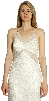 V-Neck Fully Beaded Crossed Back Cocktail Dress in Ivory closeup