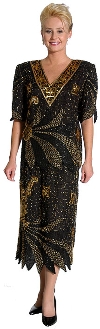 Main image of Short Sleeves Tea Length Formal Beaded Two Piece Dress