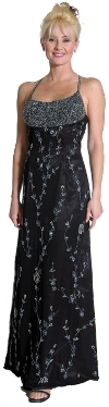 A-line Spaghetti Straps Floral Beaded Cocktail Dress in Black/White