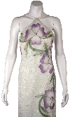 Halter Neck Formal Dress with Painted Floral pattern in closeup