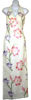 Main image of Halter Multi Colored Flower Beaded Formal Gown