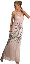 Main image of Cowl Neck Spaghetti Strap Beaded Formal Dress