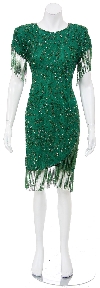 Main image of Short Sequined Dress with Hanging Beads