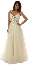 Main image of A-Line Organza Long Formal Prom Dress with Beading 
