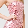 Strapless Metallic Bodice Short Dress with Tiered Hem  in alternative picture