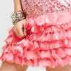 Strapless Metallic Bodice Short Dress with Tiered Hem  in an alternative picture