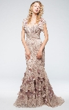 Mermaid Floral Lace Beaded Long Prom Pageant Dress in an alternative image