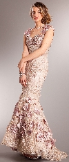 Main image of Mermaid Floral Lace Beaded Long Prom Pageant Dress