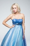 Strapless Mesh Puffy Formal Prom Gown with Beaded Waist in alternative picture