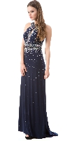 Main image of High Neck Sparkling Rhinestones Long Prom Pageant Dress
