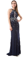 High Neck Sparkling Rhinestones Long Prom Pageant Dress in an alternative image