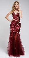 Main image of Long Embellished Halter Tulle Prom Dress