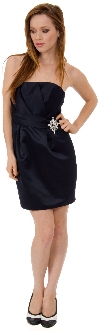 Satin Mini Bridesmaid Cocktail dress  in Black