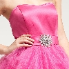Strapless Satin Bust Party Dress with Shiny Mesh Skirt in alternative picture