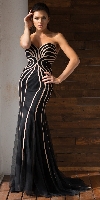 Main image of Strapless Geometric Design Tulle Long Formal Evening Dress