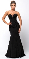 Classic Strapless Mermaid Cut Fit-N-Flare Long Prom Dress in Black