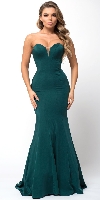 Classic Strapless Mermaid Cut Fit-N-Flare Long Prom Dress in Emerald Green