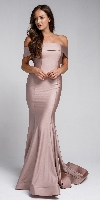 Off Shoulder Fitted Prom Gown in Rose