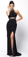 Bejeweled Sheer Back Rhinestones Long Prom Pageant Dress in an alternative image