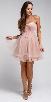Strapless Short Babydoll Prom Dress in Rose