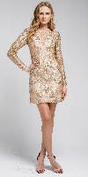 Main image of Embellished Full Sleeve Prom Dress