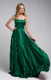 A-Line Spaghetti Prom Gown with Long Flowing Skirt in Emerald Green