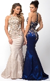 Main image of Embellished Bodice Round Neck Fit-n-Flare Long Prom Dress