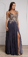 Main image of Beaded Embellished Spaghetti Prom Dress