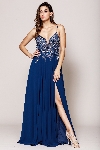 Rhinestone Long Prom Dress with Spaghetti Straps in an alternative image
