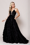 Glitter Prom Ball Gown with Corset Back in Black