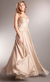 Main image of Shirred Bust Long Formal Bridesmaid Dress with Rhinestones