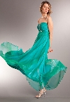Strapless Shirred Long Formal Prom Dress with Rhinestones in Green
