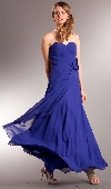 Pleated Wrap Style Floral Long Formal Bridesmaid Dress in Royal Blue